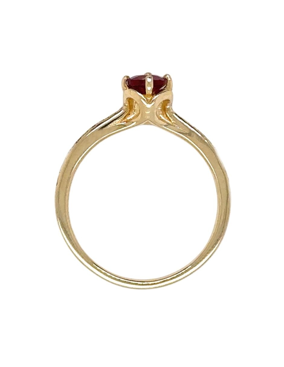 Anillo IDC 14 K de oro amarillo rubí y diamante brillante